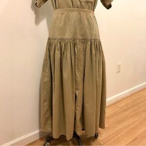 Khaki Cotton Tiered Maxi Skirt